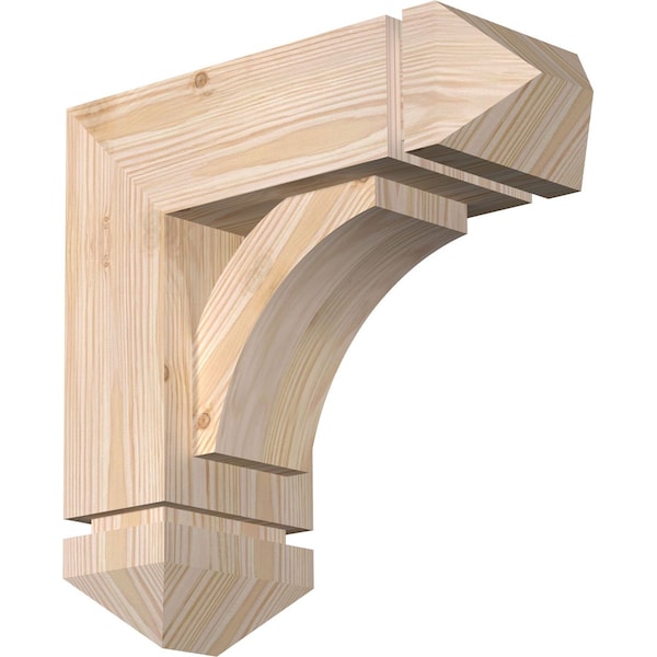Ekena Millwork Thorton Arts and Crafts Smooth Bracket w/ Offset Brace, Douglas Fir, 5 1/2"W x 14"D x 14"H BKT0604X14X14THR03SDF - main